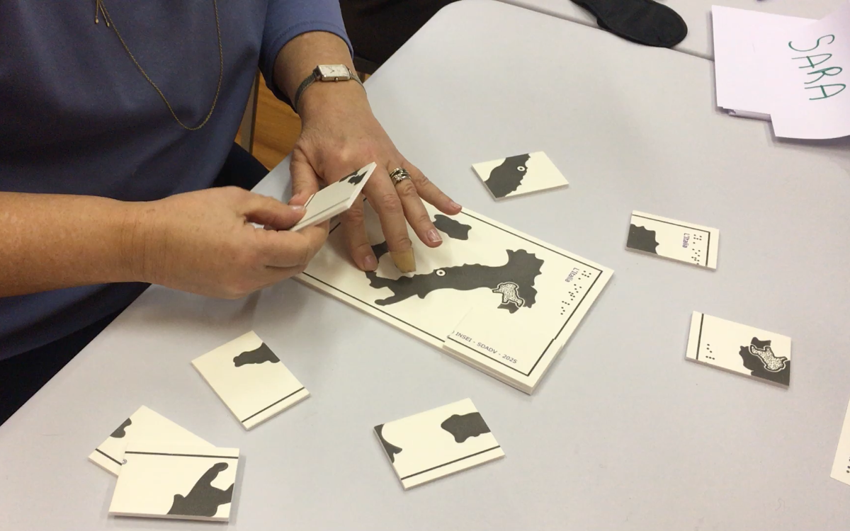 Un participant réalise un puzzle de l'Italie