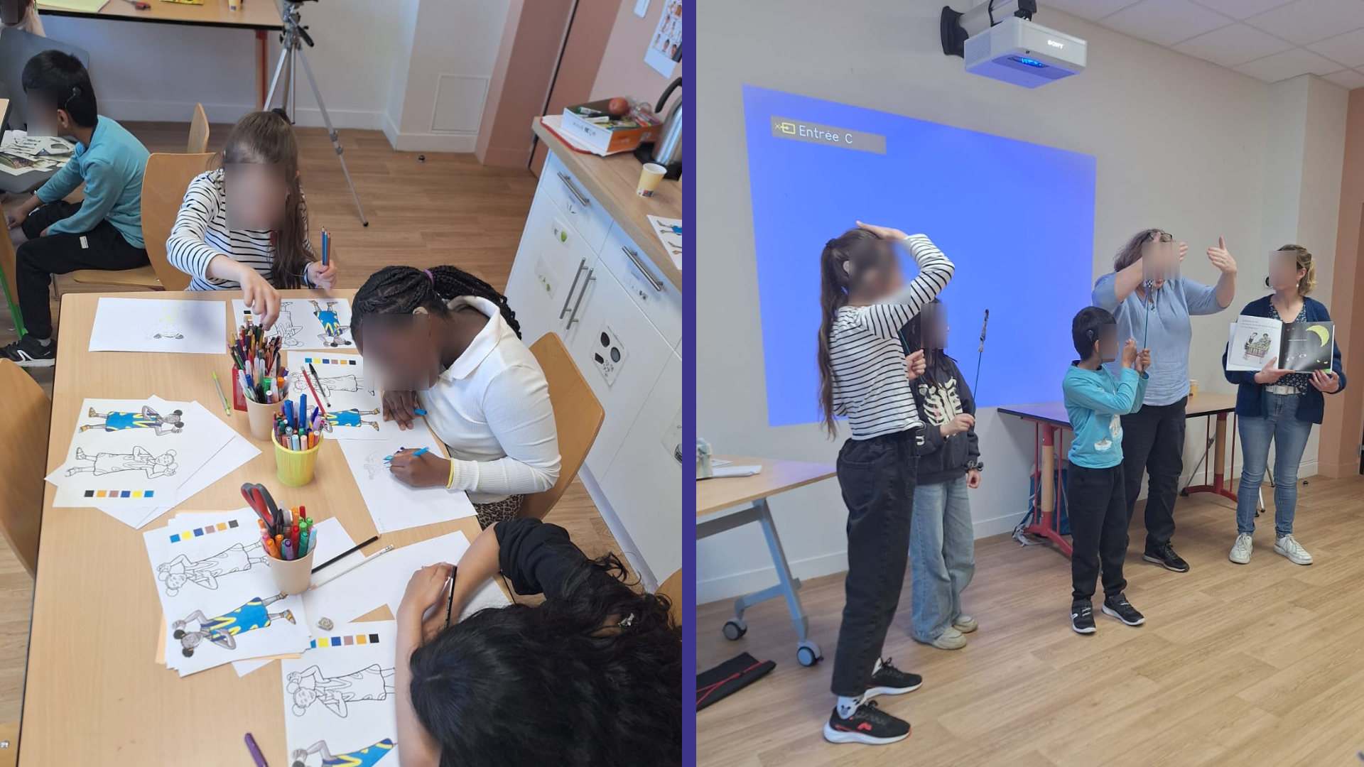 2 photos de l'atelier Turquoise par le pôle LSF