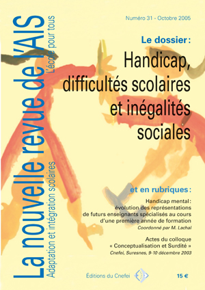 Couverture de La nouvelle revue de l'adaptation et de la scolarisation, n°31