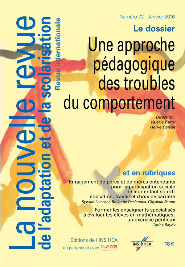 Couverture de La nouvelle revue de l'adaptation et de la scolarisation, n°72