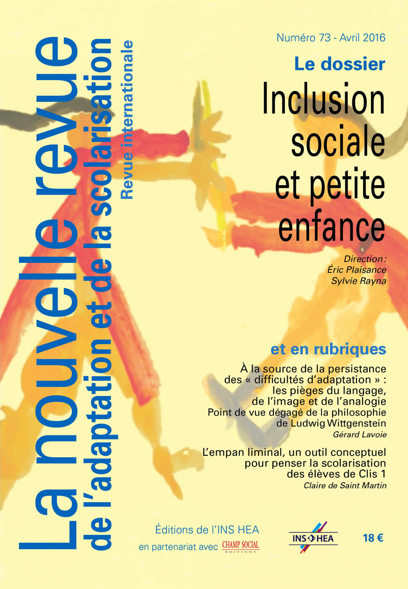 Couverture de La nouvelle revue de l'adaptation et de la scolarisation, n°73