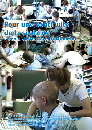 Jaquette du film "Enfants malades : Pour une continuité de la scolarité : Sonia, Javier, David et les autres…", illustrée de photos d'enfants hospitalisésr