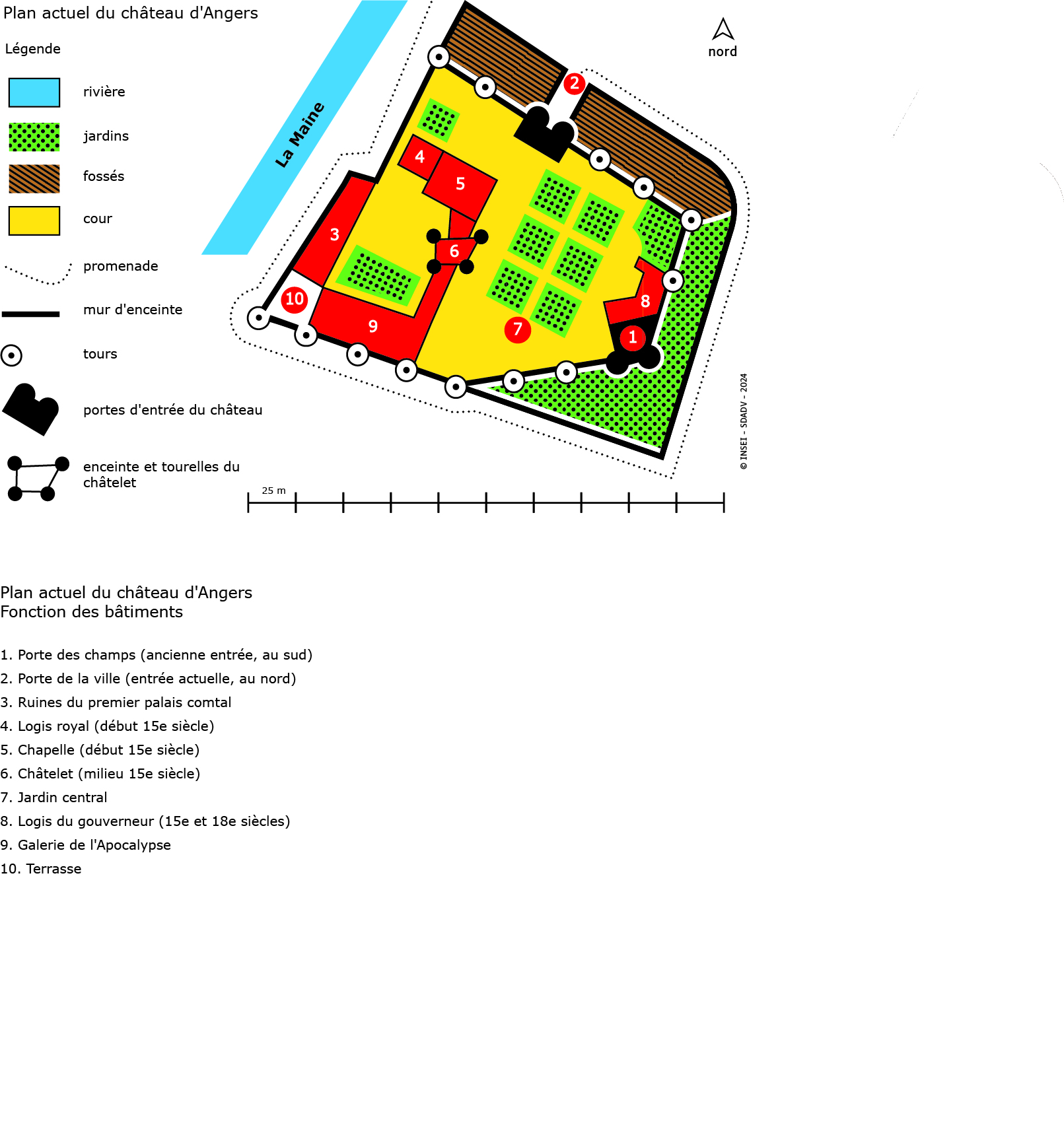 Plan actuel du château d'Angers